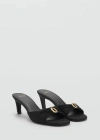 Mango Heeled Sandals With Metallic Detail Black In Noir