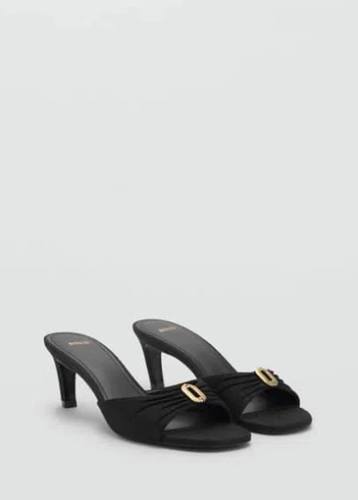 Mango Heeled Sandals With Metallic Detail Black In Noir