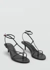 Mango Heeled Sandals With Thin Strap Black