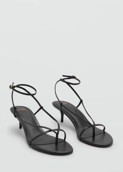 Mango Heeled Sandals With Thin Strap Black