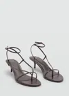 Mango Heeled Sandals With Thin Strap Chocolate