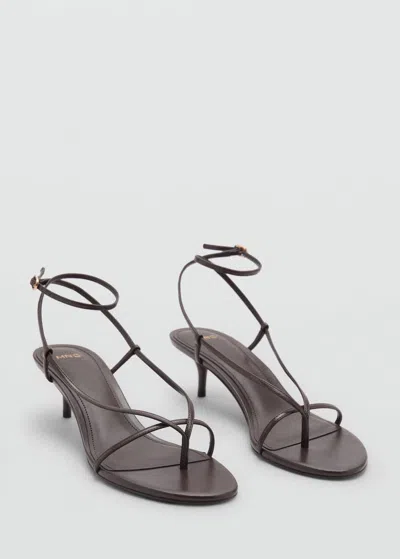 Mango Heeled Sandals With Thin Strap Chocolate