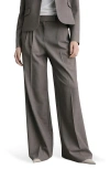 Mango Helena High Waist Wide Leg Pants In Gray