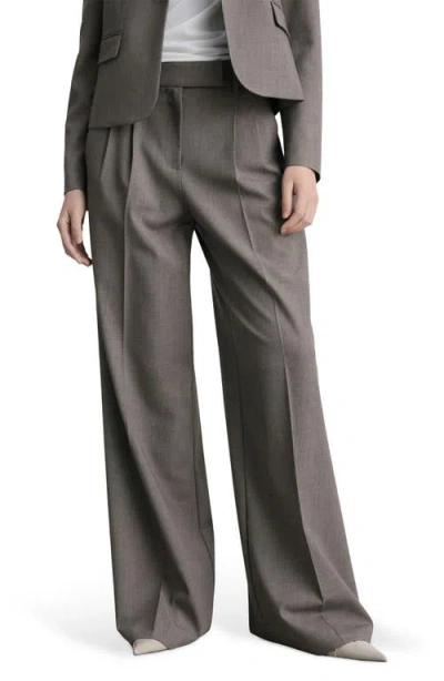 Mango Helena High Waist Wide Leg Pants In Gray