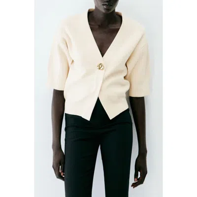 Mango Helia V-neck Cardigan In White