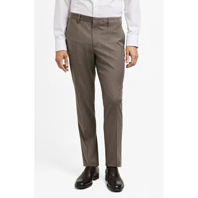 Mango Herringbone Super Slim Fit Pants In Beige