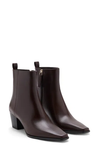 Mango Hielo1 Leather Ankle Boot In Chocolate