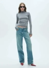 Mango High Collar Sweater Medium Heather Grey In Medium Heather Grey