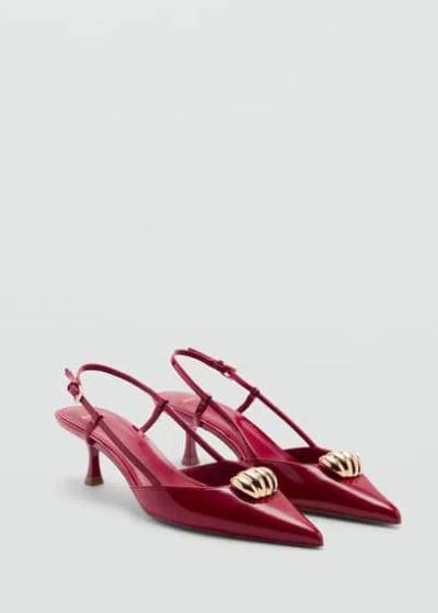 Mango High Heel Shoe With Metallic Detail Red