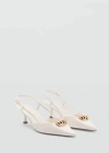 Mango High Heel Shoe With Metallic Detail White