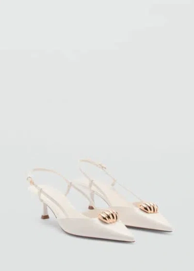 Mango High Heel Shoe With Metallic Detail White