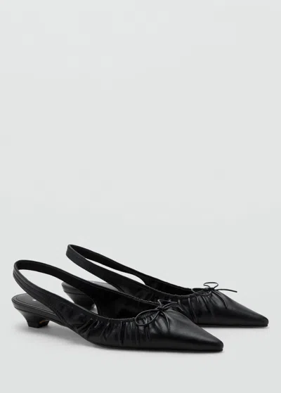 Mango Chaussures Talon Froncé Naud Noir - Femme - 40 -  In Black