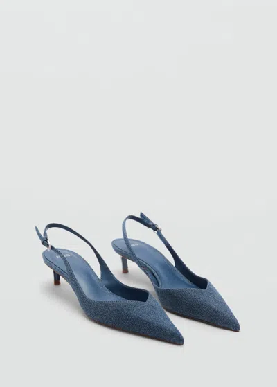 Mango High-heeled Denim Shoes Blue