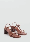 Mango High-heeled Sandals With Buckle Straps Leather In Marron Moyen