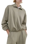 Mango Balloon Sleeve Sweatshirt In Khaki