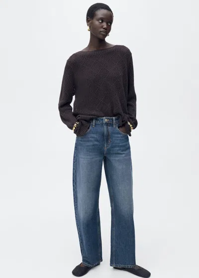 Mango High-rise Balloon Jeans Dark Blue