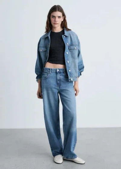 Mango High-rise Balloon Jeans Medium Blue