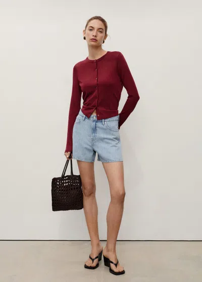Mango High-rise Denim Shorts Light Blue
