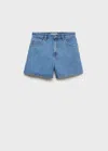 Mango Zoey High Waist Denim Shorts In Medium Blue
