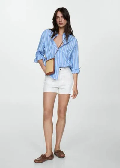 Mango Short Jean Taille Haute In Sky Blue