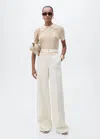 Mango High-rise Wideleg Jeans Ecru In Ecru