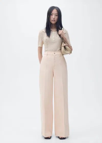 Mango High-rise Wideleg Jeans Pastel Pink