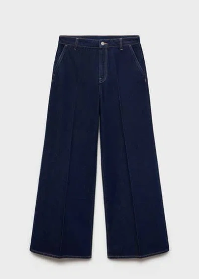 Mango High-rise Wideleg Jeans Rinse Wash Open Blue