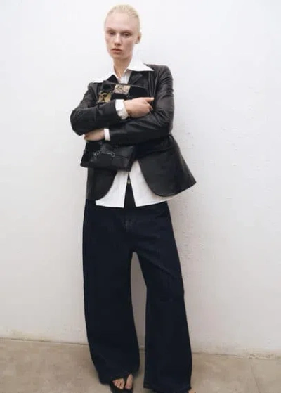 Mango High-rise Wideleg Jeans Rinse Wash Open Blue