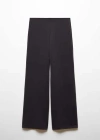 MANGO HIGH RISE KNITTED TROUSERS BLACK