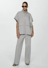 Mango Pantalon Wideleg Taille Haute In Gris Chiné Moyen