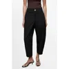 Mango High Waist Ankle Barrel Leg Pants In Black