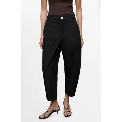 MANGO MANGO HIGH WAIST ANKLE BARREL LEG PANTS