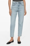 Mango High Waist Ankle Mom Jeans In Open Blue