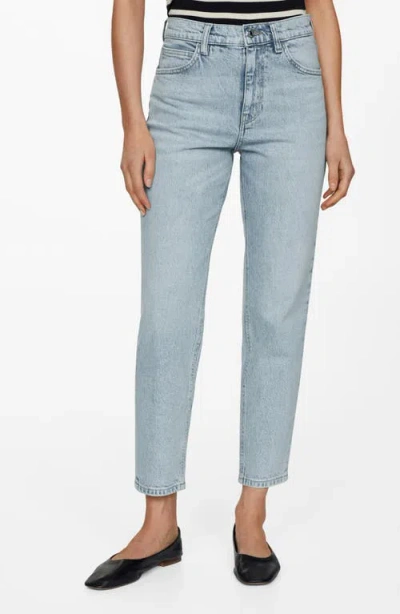 Mango High Waist Ankle Mom Jeans In Open Blue