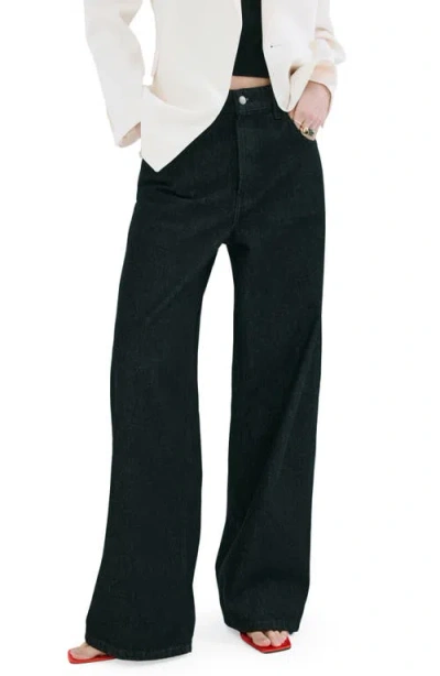 Mango High Waist Balloon Jeans In Black