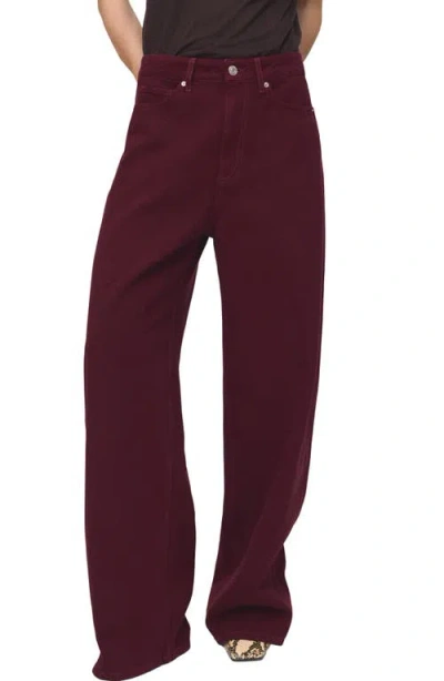 Mango High Waist Balloon Jeans In Burgundy