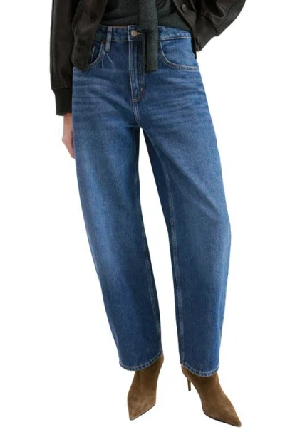 Mango High Waist Barrel Jeans In Blue