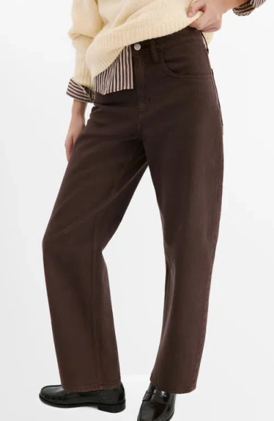 Mango High Waist Barrel Jeans In Brown