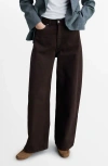 Mango High Waist Barrel Jeans In Chocolate