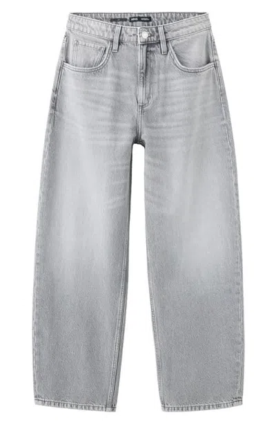 Mango High Waist Barrel Jeans In Gray