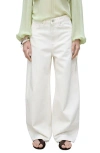 Mango High Waist Barrel Jeans In Off White