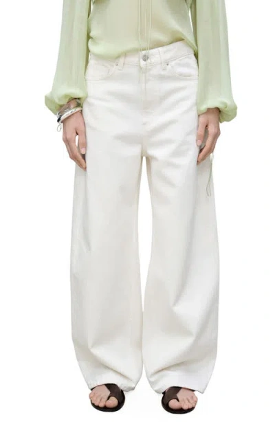 Mango High Waist Barrel Jeans In Off White