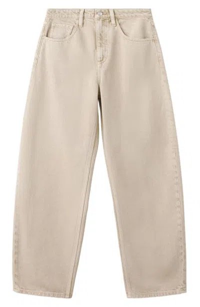 Mango High Waist Barrel Jeans In Sand