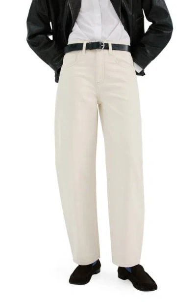 Mango High Waist Barrel Jeans In White