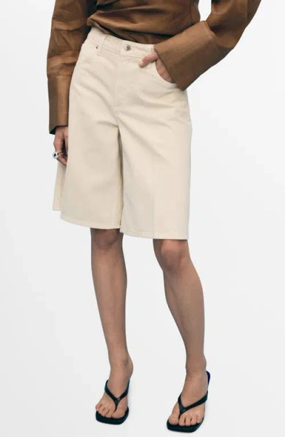 Mango High Waist Bermuda Denim Shorts