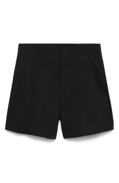 Mango Kids'  High Waist Cotton Shorts In Black