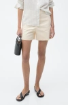 Mango High Waist Cotton Shorts In Ecru