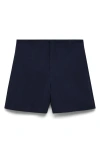 Mango Kids'  High Waist Cotton Shorts In Navy