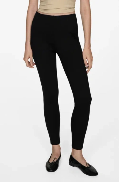 Mango High Waist Crop Skinny Pants In Black