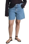 Mango High Waist Denim Bermuda Shorts In Blue